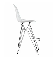 Heavenly Collection White & Chrome Bar Stool