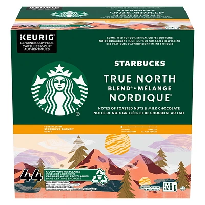 STARBUCKS True North Blend Blonde Roast Ground Coffee K-Cup Pods 44 ct Box