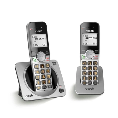 VTech 2 Handset DECT 6.0 Cordless Phone with Call Block, CS5219-2 (Silver & Black)