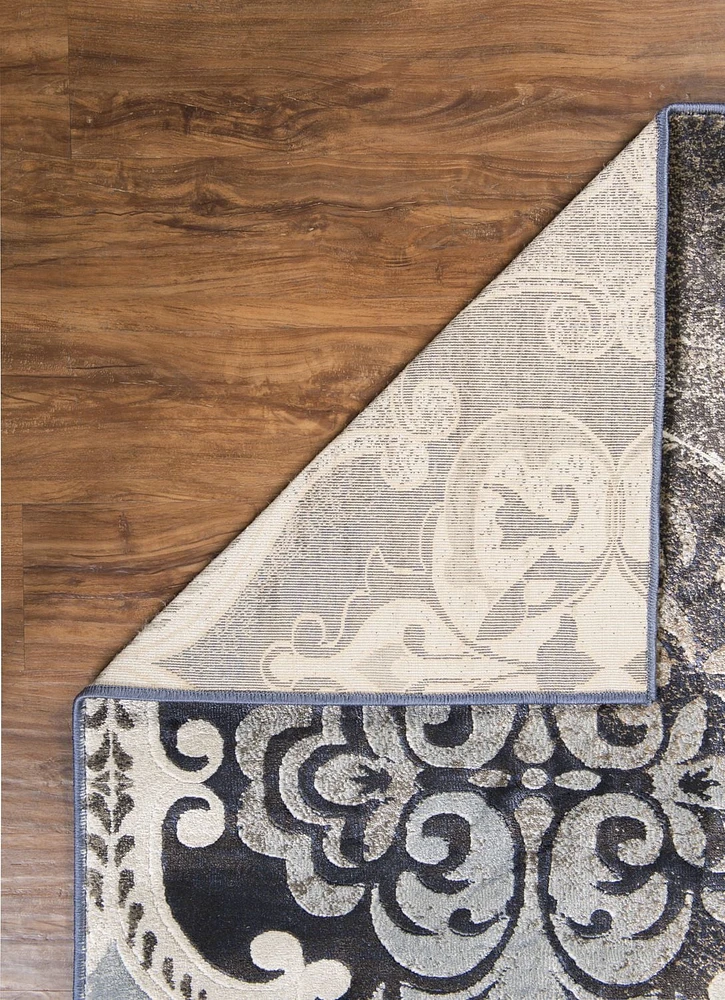 Tapis Bijou Arthur bleu et beige de 8 pi x 10 pi 4 po
