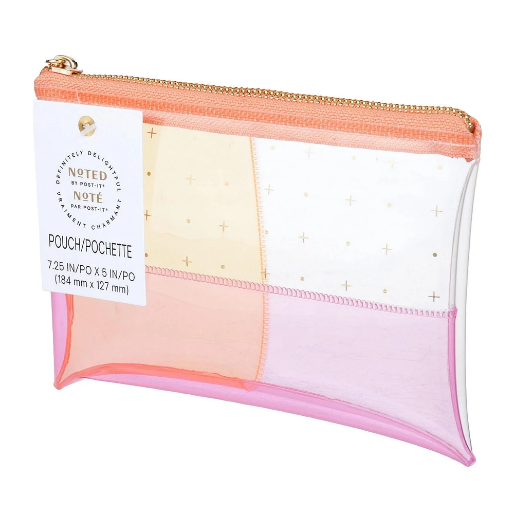 Pochette pour stylos NTD5-PP-PCHEF Post-it®, collection Noté, plastique transparent orange et rose avec fermeture éclair, 7,5 po x 5,25 po, 1 pochette/paquet Poch. NTD5-PP-PCHEF Post-it®