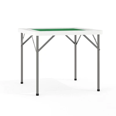 Table de jeu pliante blanche granite et carrée de 34,5 po avec surface de jeu verte