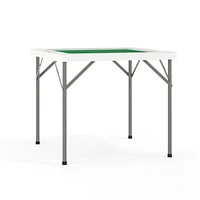 Table de jeu pliante blanche granite et carrée de 34,5 po avec surface de jeu verte