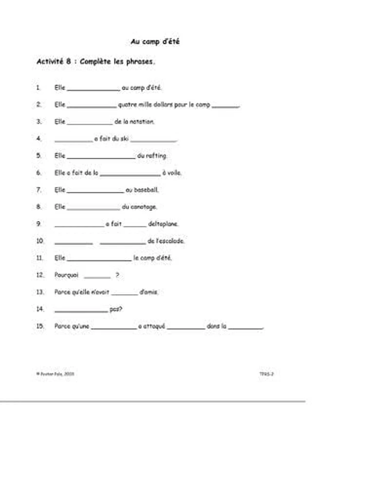 Trousse de présentation Poster Pals d'une petite histoire pour la classe de FLS/Matrices reproductibles « Le passé composé »