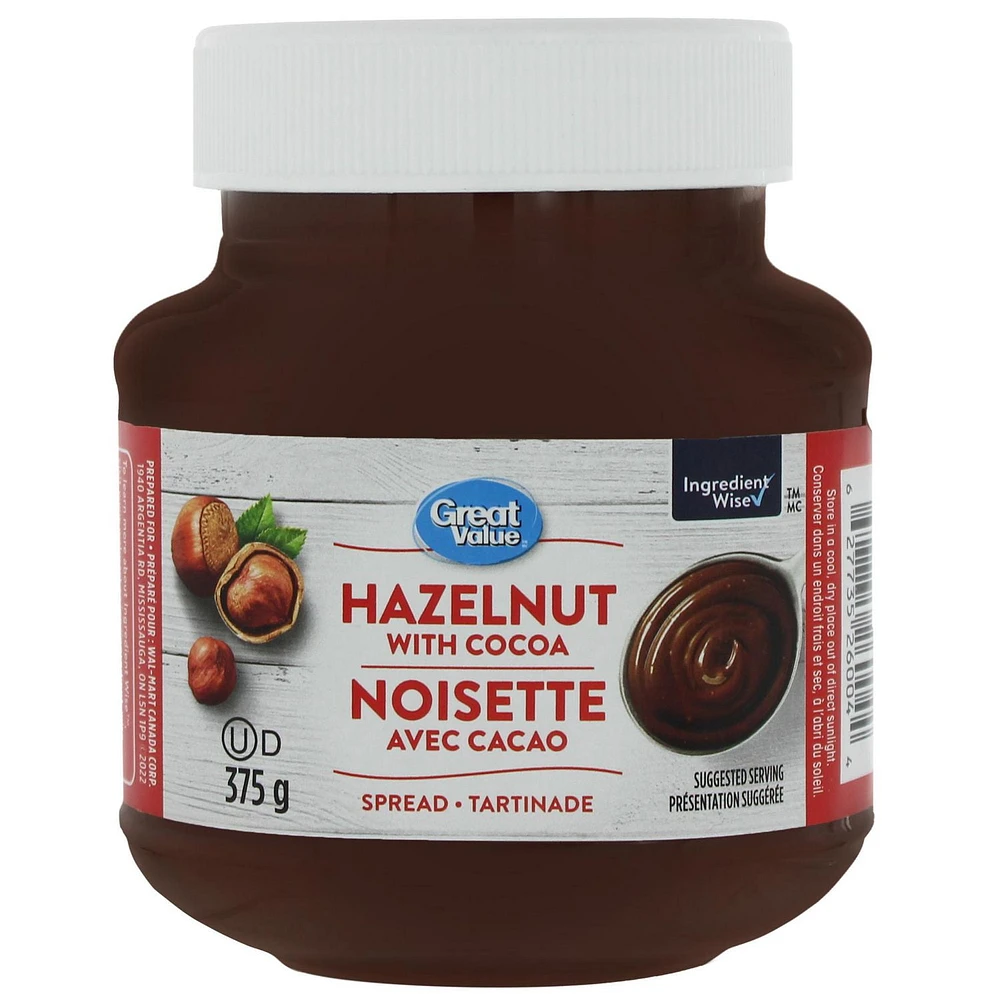 Great Value Hazelnut with Cocoa Spread, 375 g