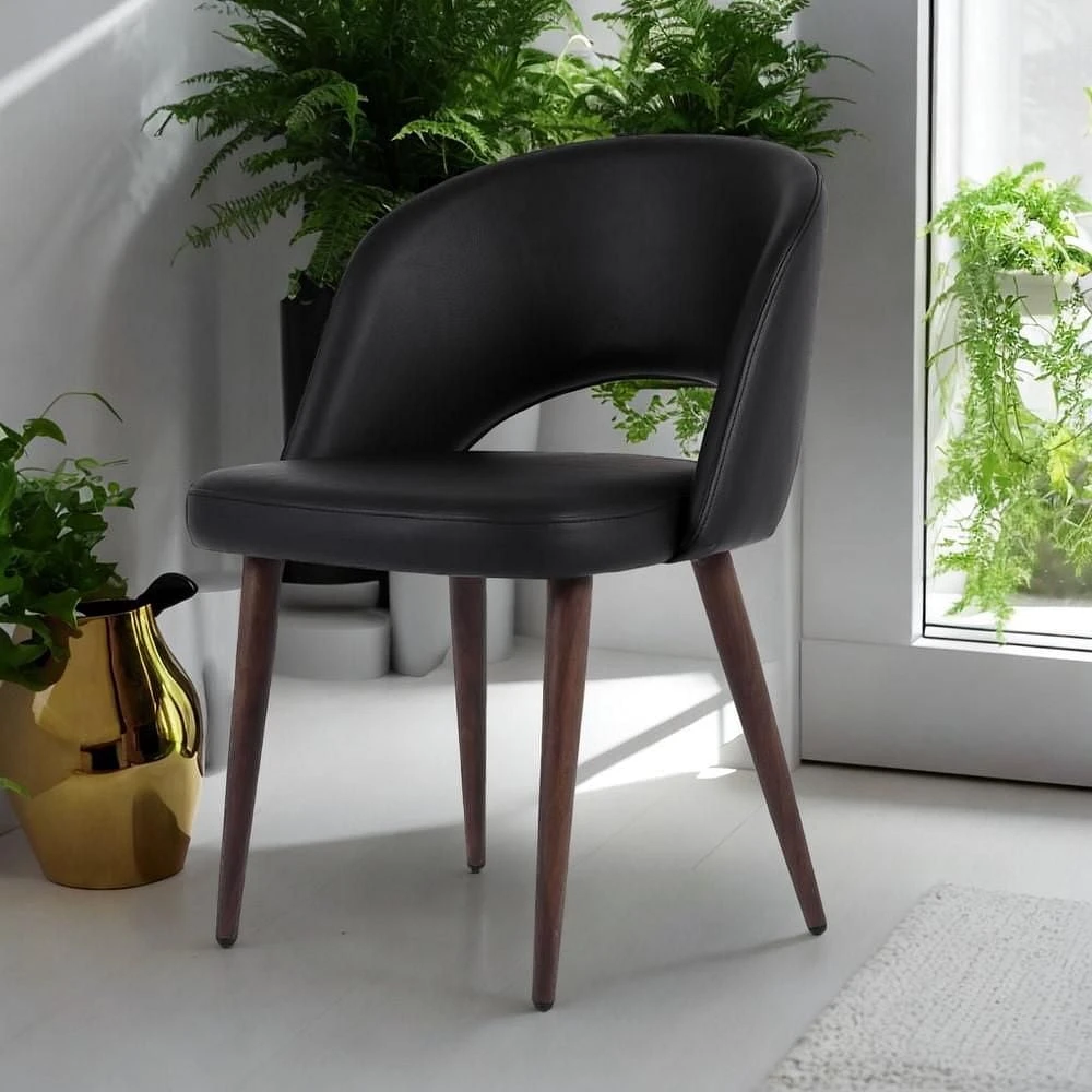 CHAISE DE DIRECTION en revêtement PU et structure en métal noyer noir (faux bois)