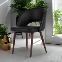 CHAISE DE DIRECTION en revêtement PU et structure en métal noyer noir (faux bois)
