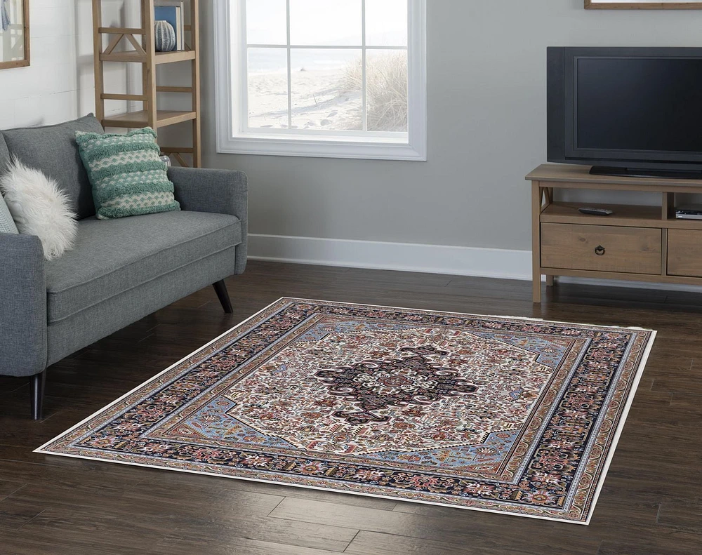 Tapis Emerald Grenier gris & sarcelle de 5 pi x 7 pi