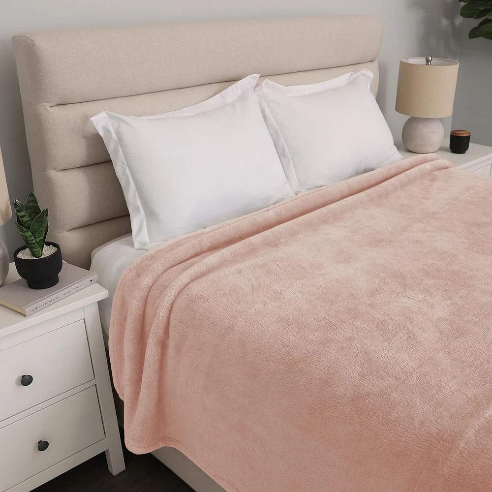 Shearling Blanket, Peach 90" x 90"