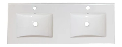 American Imaginations 74-in. W Floor Mount White Vanity Set For 3H4-in. Drilling Bianca Carara Top White UM Sink AI-1148
