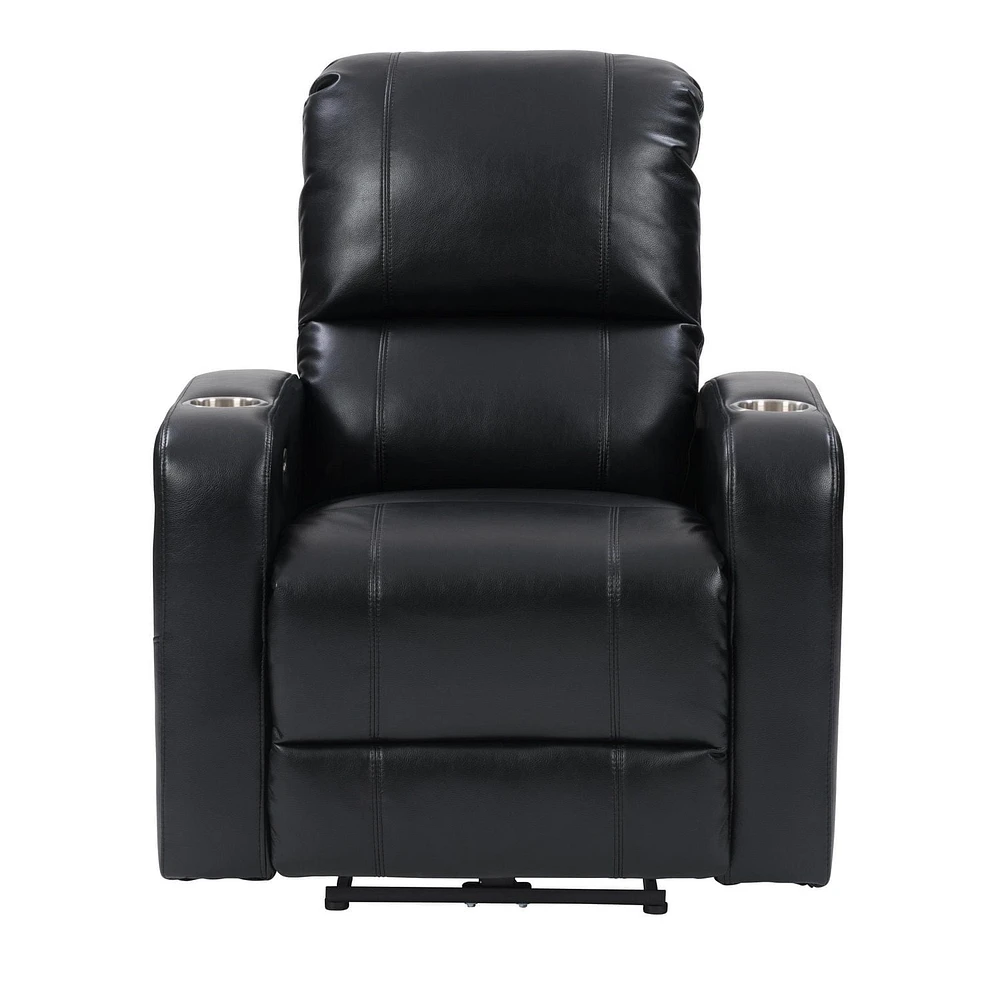Fauteuil inclinable électrique rembourré en tissu PU CorLiving Ophelia avec porte-gobelet et port USB - Fauteuils inclinables électriques pour adultes, fauteuil de cinéma de salon, fauteuil inclinable
