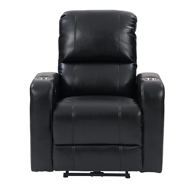 Fauteuil inclinable électrique rembourré en tissu PU CorLiving Ophelia avec porte-gobelet et port USB - Fauteuils inclinables électriques pour adultes, fauteuil de cinéma de salon, fauteuil inclinable