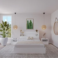 Nexera Hunter Platform Bed With Headboard And 2 Nightstands