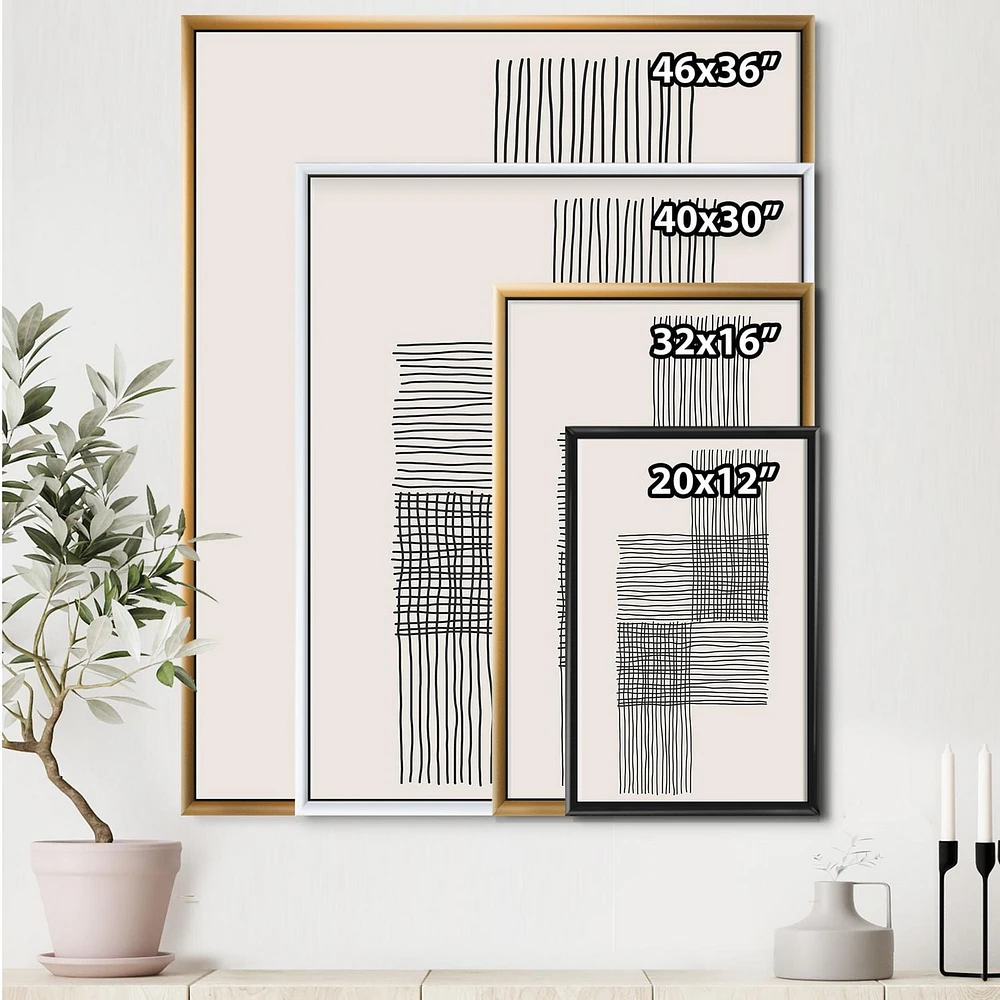 Designart Compositions Géométriques Minimales De Formes Élémentaires XIX ART MURAL À CADRE FLOTTÉ