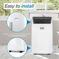 Climatiseur portatif avec chauffage Black + Decker, 8 150 BTU SACC/CEC (12 000 BTU ASHRAE 128) avec chauffage 10 500 BTU pour pièces jusqu'à 550 pi2, blanc