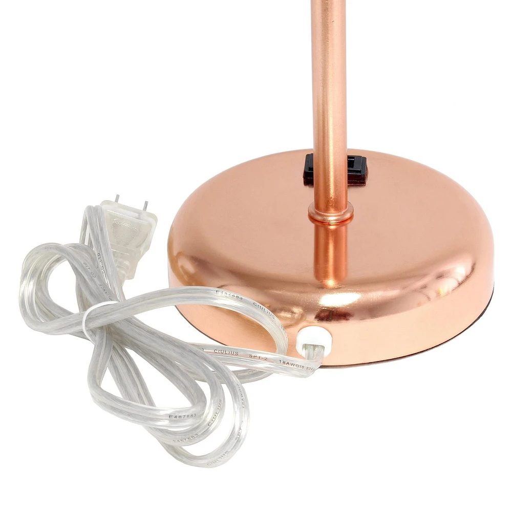 LimeLights Lampe bâton en or rose avec prise de charge et abat-jour en tissu, lot de 2