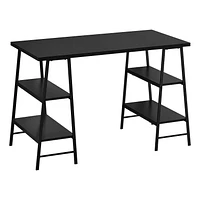 Monarch Specialties Computer Desk, Home Office, Laptop, Storage Shelves, 48"l, Work, Metal, Laminate, Black, Contemporary, Modern
