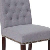 HERCULES Series Light Gray Fabric Parsons Chair with Rolled Back, Accent Nail Trim and Walnut Finish