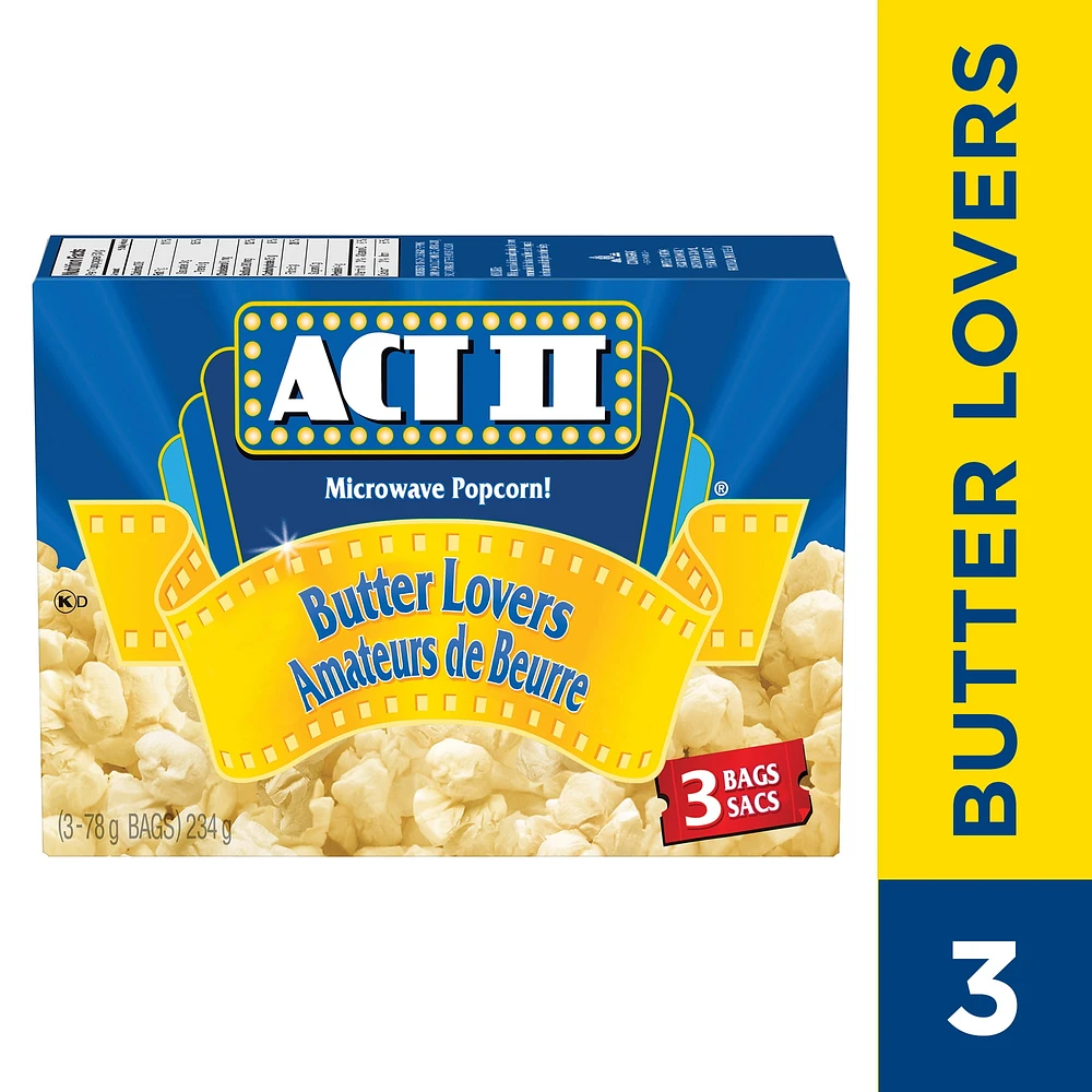 ACTII® Microwave Gourmet Popcorn - Butter Lovers Flavour, 3 x 78 g