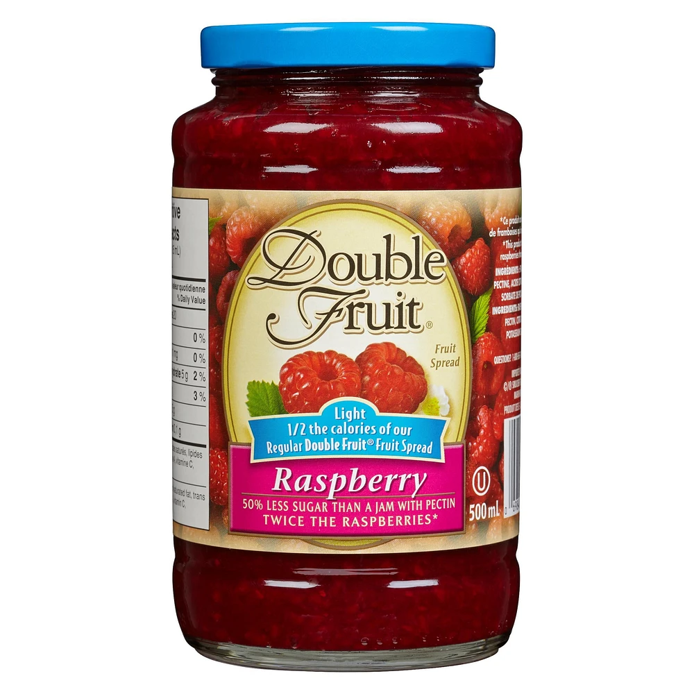 Double Fruit Light Raspberry Fruit Spread 500mL, 500 mL