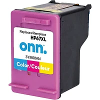 onn. Remanufactured HP 67 XL Tri-Colour Ink Cartridge, (360229729), Tri-Colour