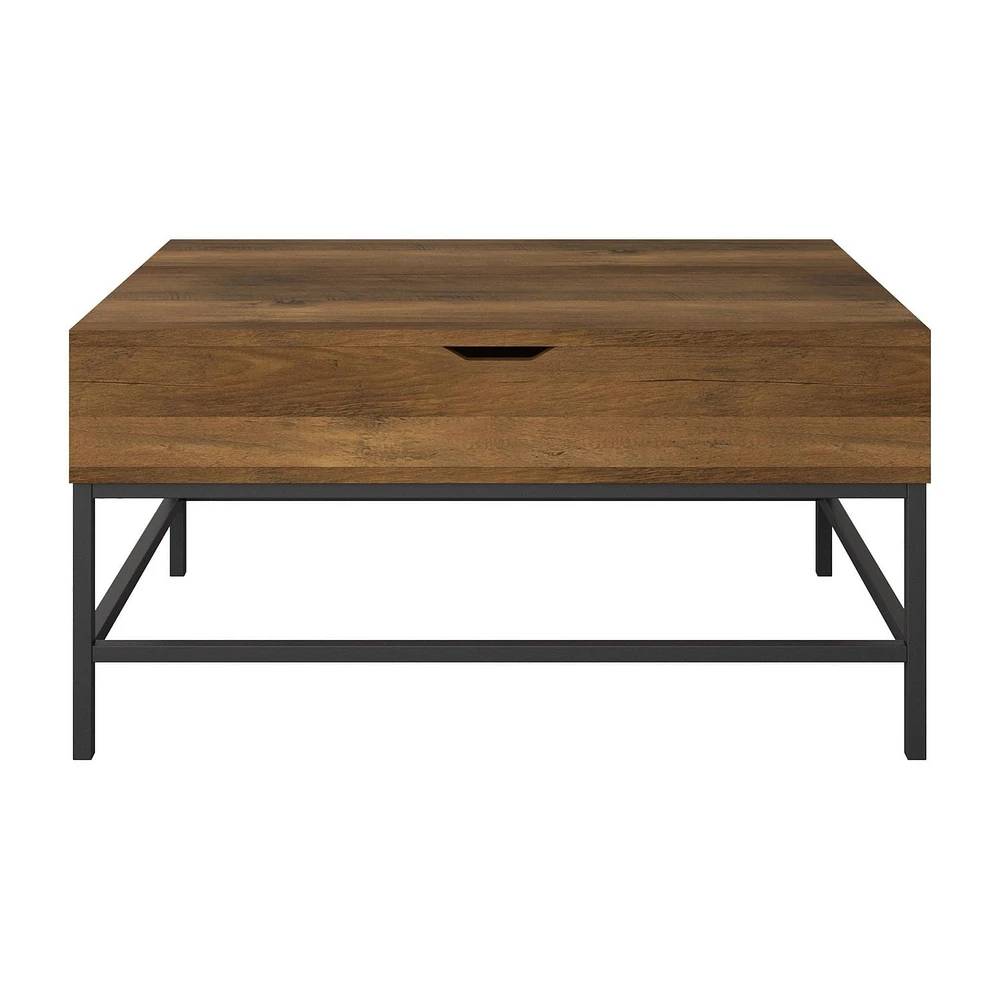 Table basse à plateau relevable Fort Worth, finition effet bois brun