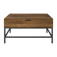 Table basse à plateau relevable Fort Worth, finition effet bois brun