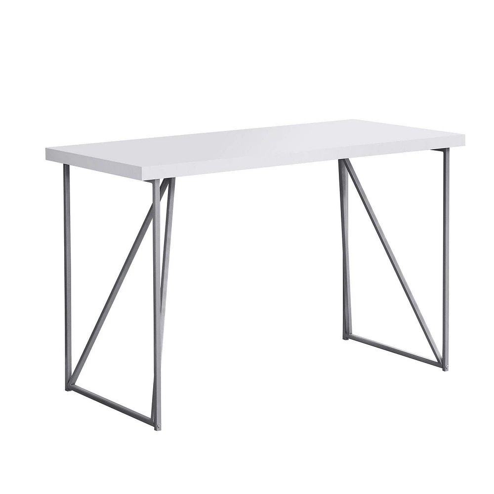 Monarch Specialties Computer Desk, Home Office, Laptop, 48"l, Work, Metal, Laminate, White, Grey, Contemporary, Modern