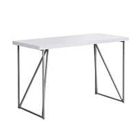 Monarch Specialties Computer Desk, Home Office, Laptop, 48"l, Work, Metal, Laminate, White, Grey, Contemporary, Modern