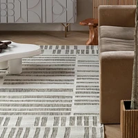 Tapis d'interieur exterieur abstrait Rug Branch Maise, beige creme, moderne - Entree, couloir, salle de bain et cuisine