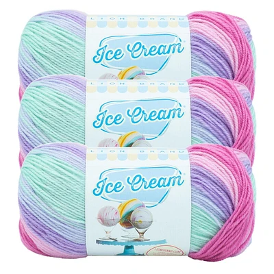 Lion Brand Ice Cream® Yarn #3 Light/DK Yarn 100g/360m 3-Pack