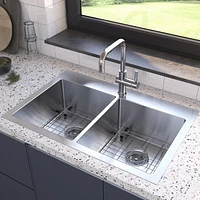 Artika Sierra évier à cuve double en acier inoxydable de calibre 20
