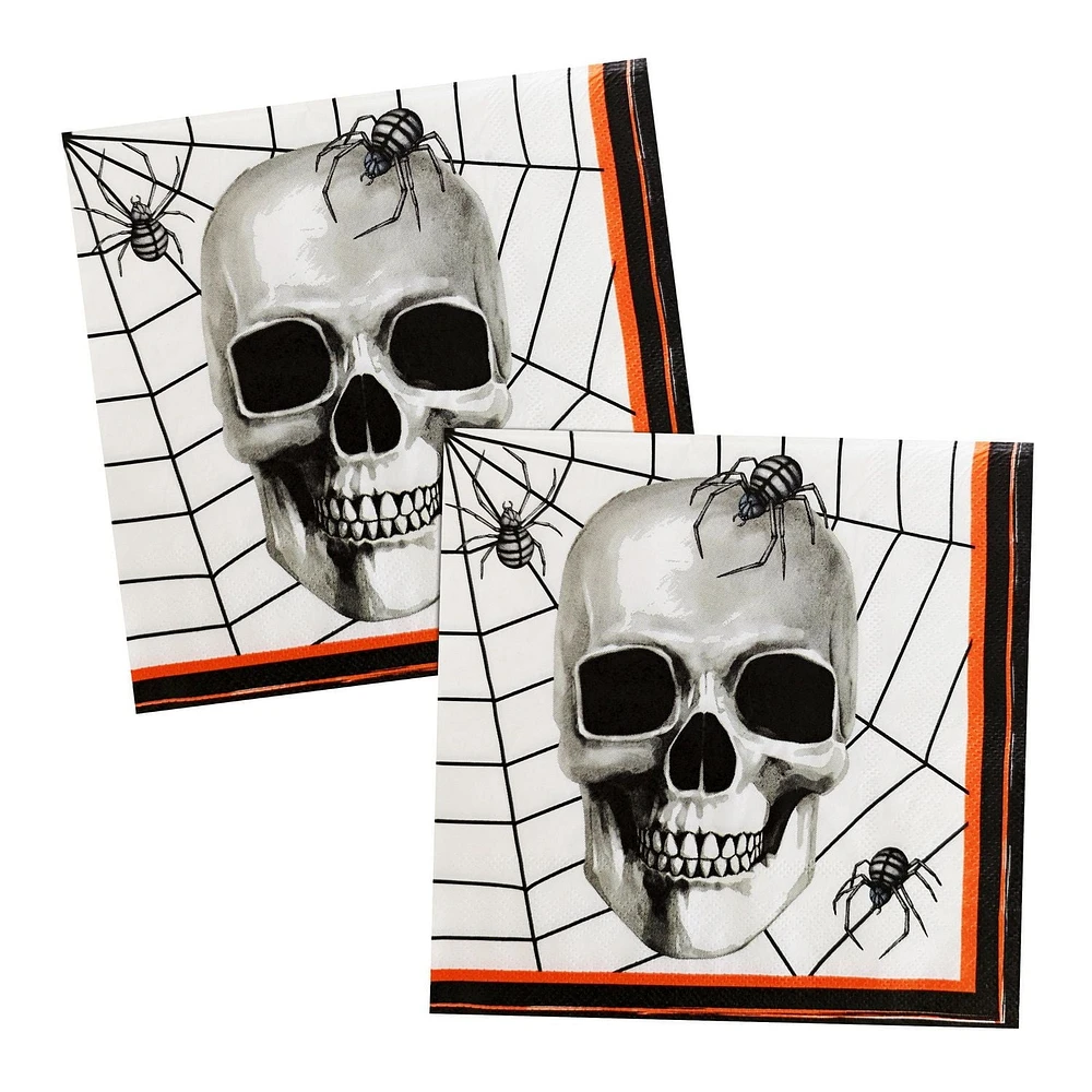 Serviette en papier crâne d'Halloween de 13 pouces