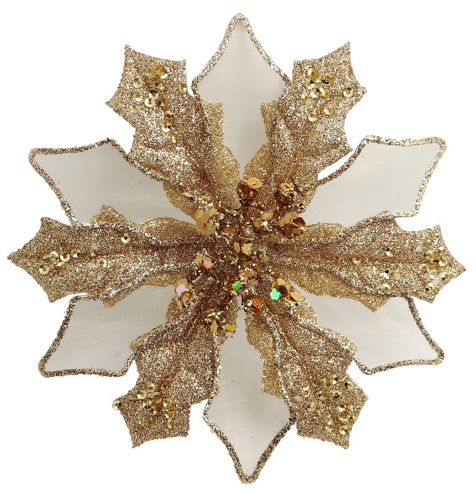 Holiday Times Gold Poinsettia Clip