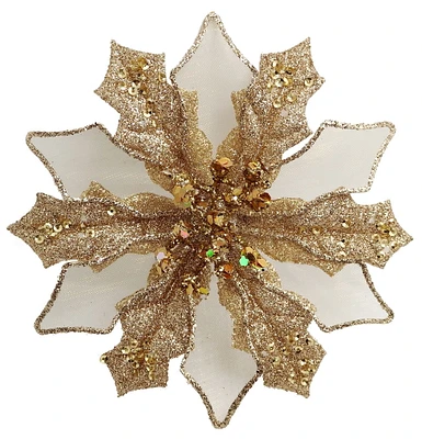 Pince Holiday Times en forme de poinsettia de couleur or