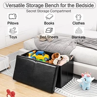 Ensemble de rangement pliable Homy Casa, ensemble de 2, avec couvercle rembourré, boîte de rangement en similicuir noir