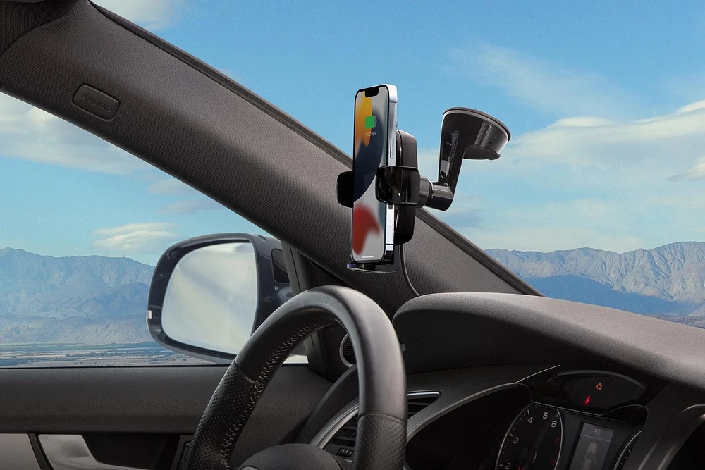 Scosche UQ3WDV-SP Qi-enabled Wireless Charging Universal Phone Mount w/ Stick Grip Black, Wireless Chrgng Unvrsl Phn Mnt