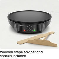 Chefman Electric Crepe Maker & Griddle, Nonstick Grill Pan, 12" Surface, Black, Electric Crepe Maker
