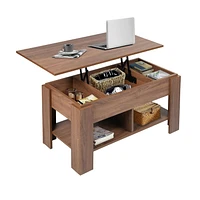 Homycasa Table basse de salon avec plateau relevable pour gagner de l'espace, noyer