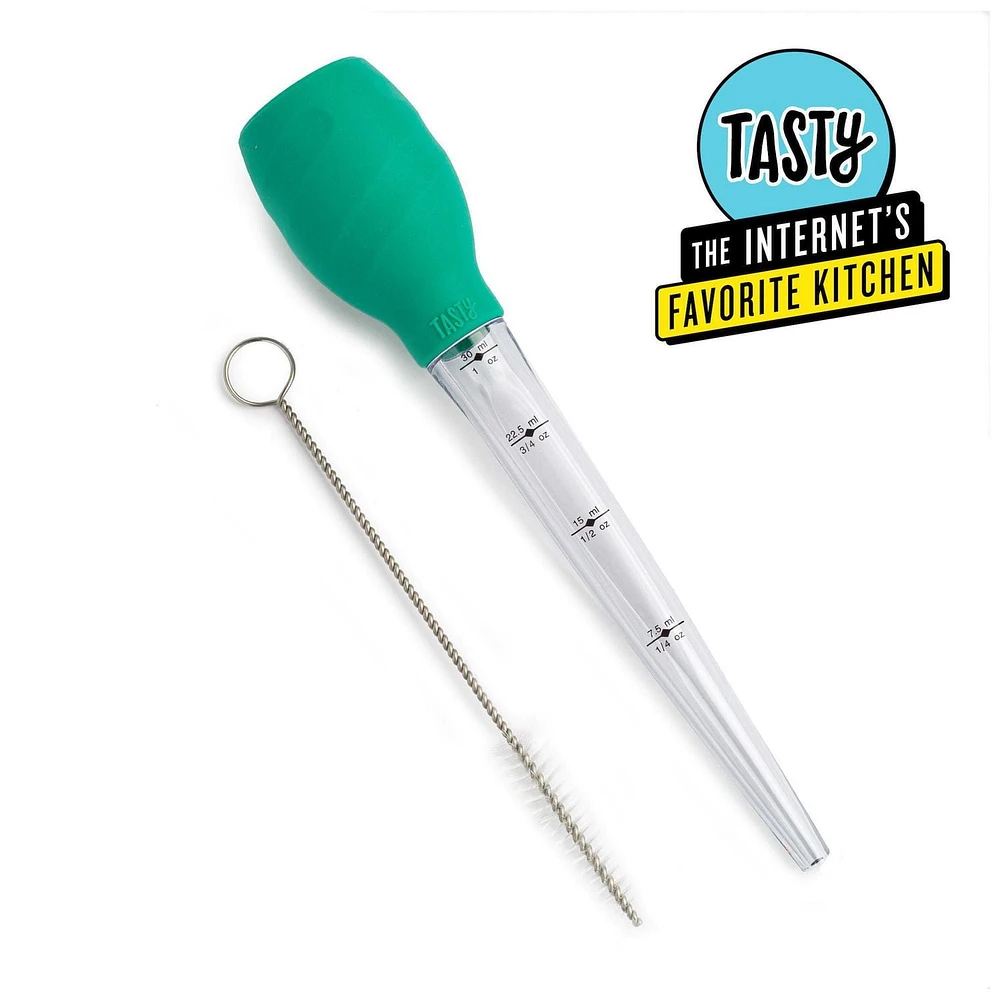 Ensemble de poire à jus pour dinde avec brosse de nettoyage, poire en silicone, vert
