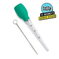 Ensemble de poire à jus pour dinde avec brosse de nettoyage, poire en silicone, vert
