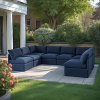 Ensemble de canapés modulaires Flexiform en forme de U de Patioflare, bleu