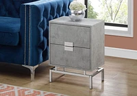 Monarch Specialties Accent Table, Side, End, Nightstand, Lamp, Storage Drawer, Living Room, Bedroom, Grey Laminate, Chrome Metal, Contemporary, Modern