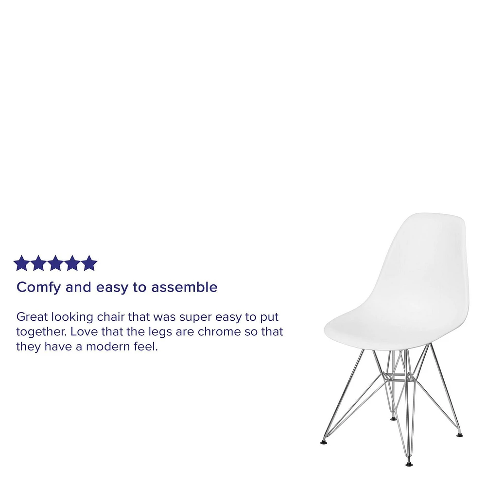 Chaise en plastique noir de la série Elon avec base chromée