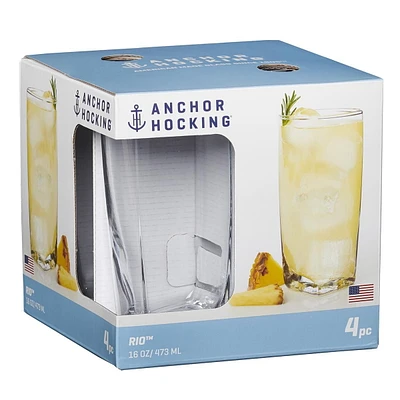 Ensemble de 4 verres à boire de 16 oz Rio d’Anchor Hocking Ensemble de 4 verres à boire de 16 oz Rio