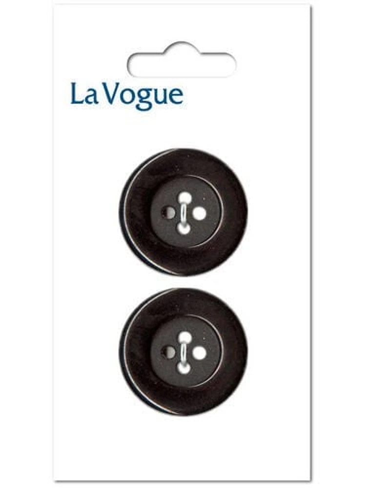 La Vogue 23 mm 4-Hole Button - Black, La Vogue buttons and closures offer you the most fashionable and contemporary assortment of styles and colours.