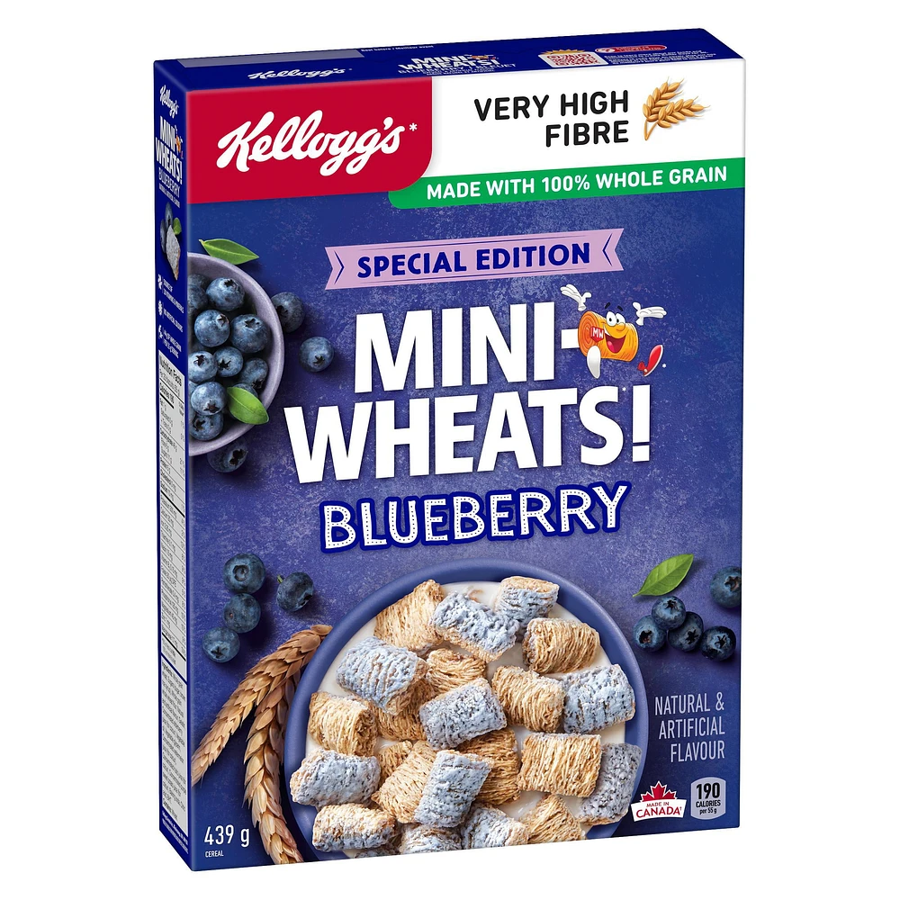 Kellogg's Mini-Wheats Cereal, Blueberry Flavour 439 g, Special Edition