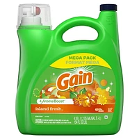 Détergent à lessive liquide Gain avec Aroma Boost, parfum Fraîcheur des îles, compatible avec les laveuses HE, 107 brassées, 4,55 L (154 oz liq.)