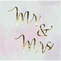 Creative Converting Mr & Mrs Pastel Beverage Napkins