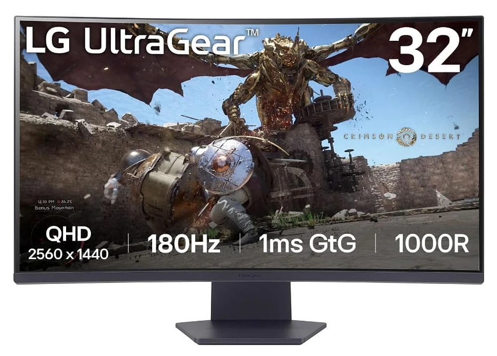 LG Ultragear™ 32" Curved Gaming Monitor, 2560x1440, Black, 32GS60QX-B.AUSQ